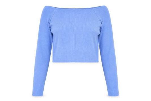 Front view of ASOS DESIGN Women’s Blue Long Sleeve Square Neck jumper, size UK 16
