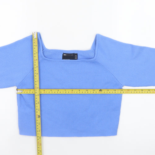 ASOS DESIGN Women’s Blue Long Sleeve Square Neck Pullover Jumper Size 16