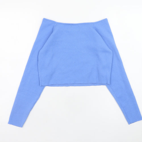 ASOS DESIGN Women’s Blue Long Sleeve Square Neck Pullover Jumper Size 16