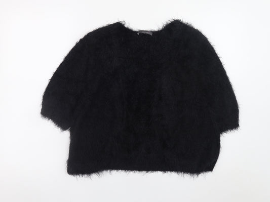 Marks and Spencer Women Black Size 18 Fluffy Knit Pullover Jumper