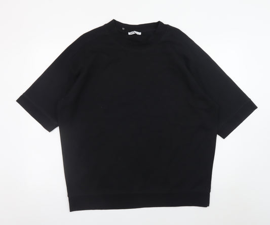 Zara Men's Black XL Relaxed Fit Short Sleeve Pullover Sweatshirt