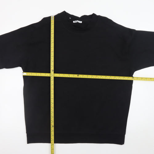 Zara Men's Black XL Relaxed Fit Short Sleeve Pullover Sweatshirt