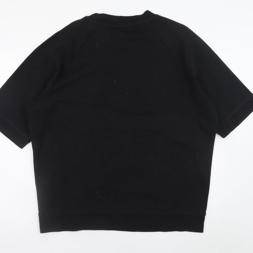 Zara Men's Black XL Relaxed Fit Short Sleeve Pullover Sweatshirt