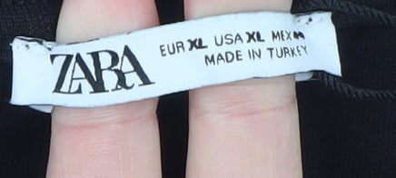 Zara Men's Black XL Relaxed Fit Short Sleeve Pullover Sweatshirt