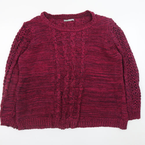 Marks and Spencer Women's Red Cotton Cable Knit Jumper Size 18