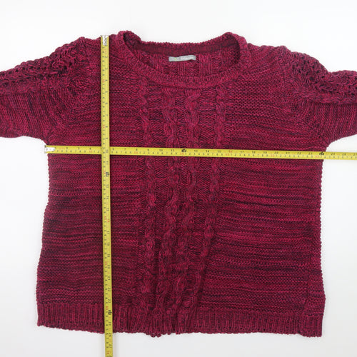 Marks and Spencer Women's Red Cotton Cable Knit Jumper Size 18