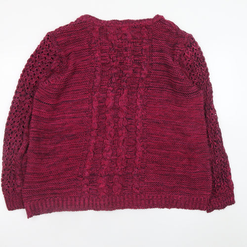 Marks and Spencer Women's Red Cotton Cable Knit Jumper Size 18