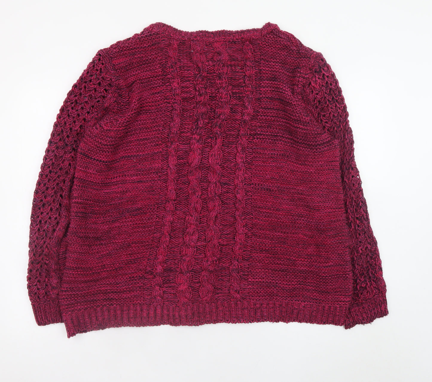 Marks and Spencer Women's Red Cotton Cable Knit Jumper Size 18