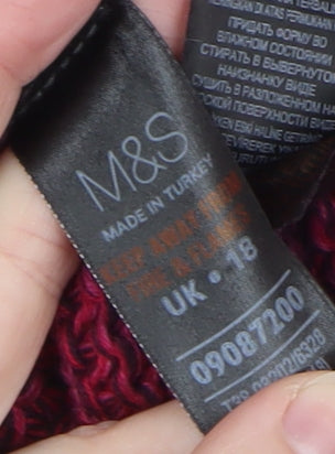 Marks and Spencer Women's Red Cotton Cable Knit Jumper Size 18