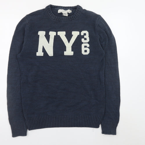 L.O.G.G. Mens Blue Cotton NY36 Crew Neck Pullover Jumper Size S