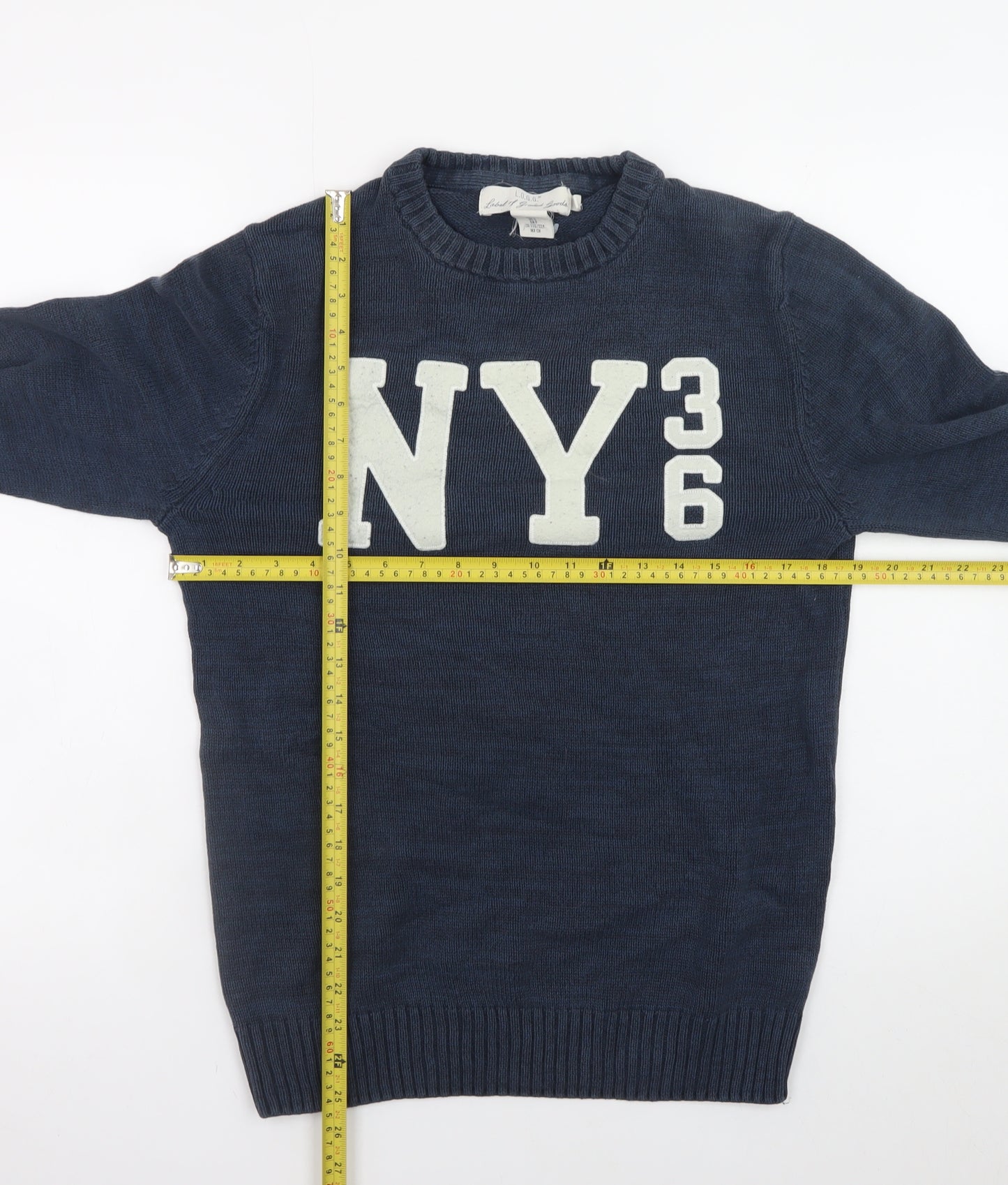 L.O.G.G. Mens Blue Cotton NY36 Crew Neck Pullover Jumper Size S