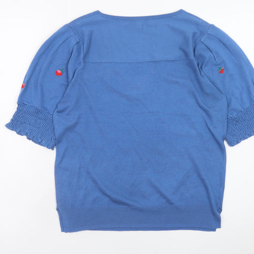 Next Women’s Blue Embroidered Strawberry Knit T-Shirt Size S