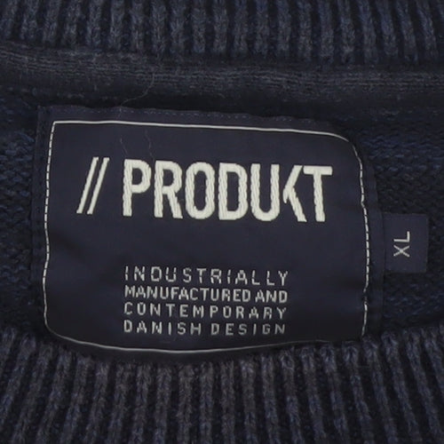 PRODUKT Men's Blue XL Crew Neck Pullover Jumper