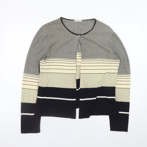 Planet Womens Black Beige Striped Knit Cardigan Size L