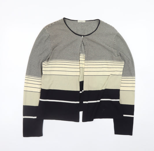 Planet Womens Black Beige Striped Knit Cardigan Size L