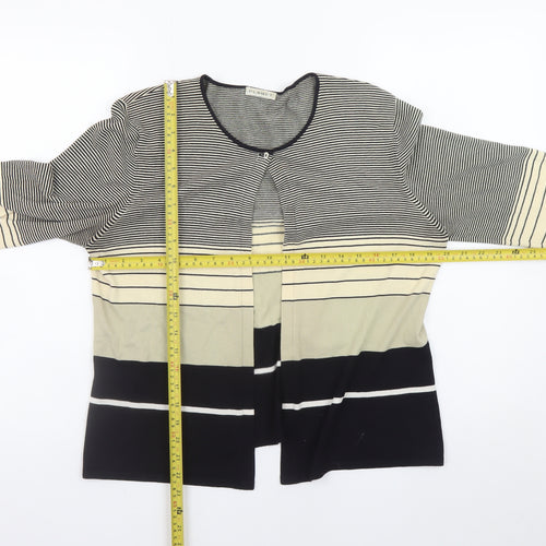 Planet Womens Black Beige Striped Knit Cardigan Size L