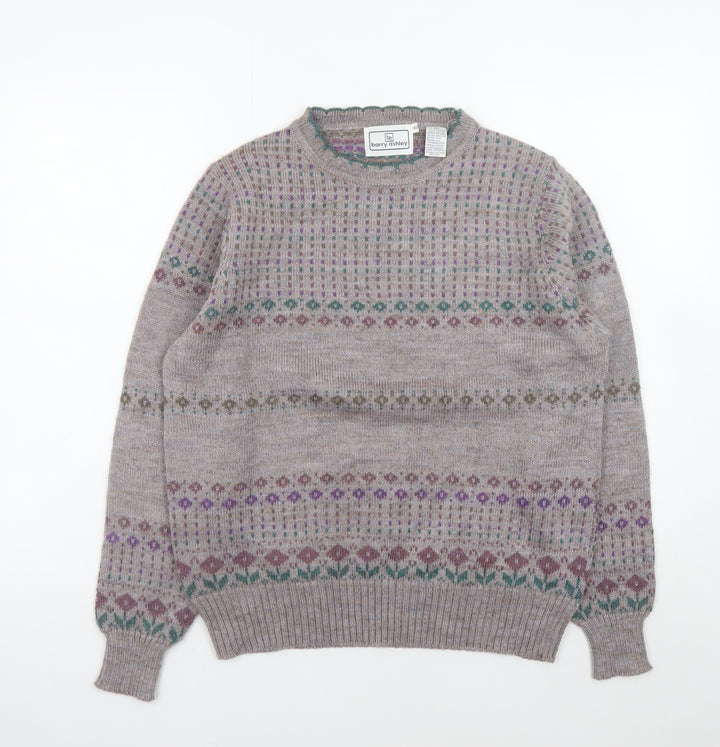 Barry Ashley Women's Beige Fair Isle Wool Blend Jumper Size 14