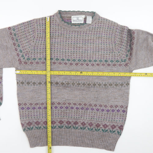 Barry Ashley Women's Beige Fair Isle Wool Blend Jumper Size 14