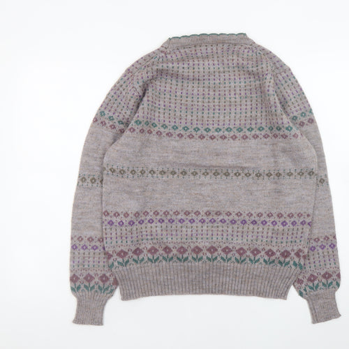 Barry Ashley Women's Beige Fair Isle Wool Blend Jumper Size 14