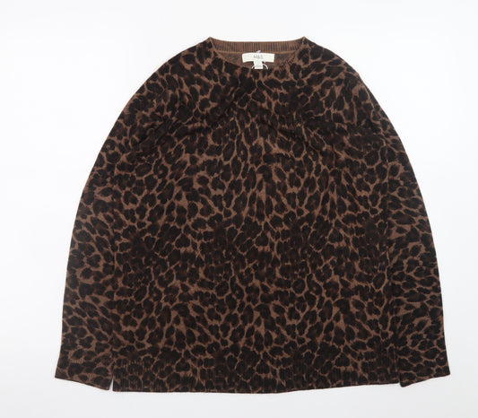 Marks and Spencer Women Brown Leopard Knit Jumper Size 12
