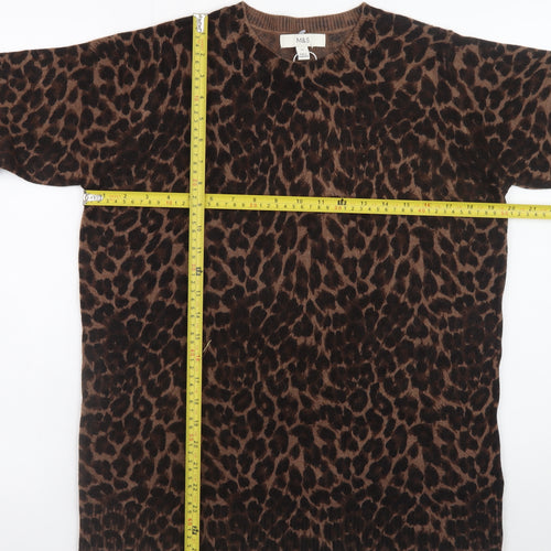 Marks and Spencer Women Brown Leopard Knit Jumper Size 12