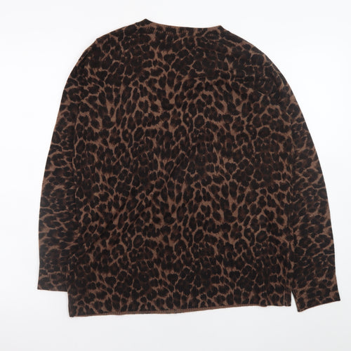 Marks and Spencer Women Brown Leopard Knit Jumper Size 12