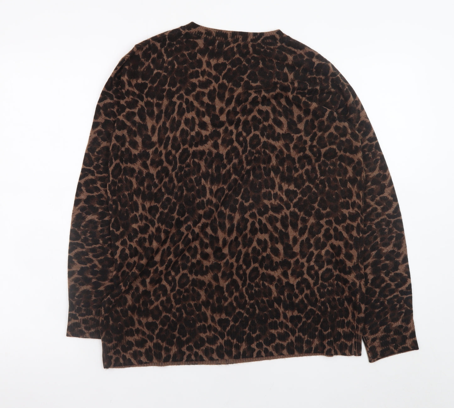 Marks and Spencer Women Brown Leopard Knit Jumper Size 12
