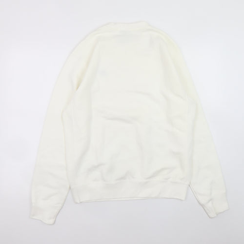 Nike Men's White Small Crew Neck Pullover Fleece Sweatshirt