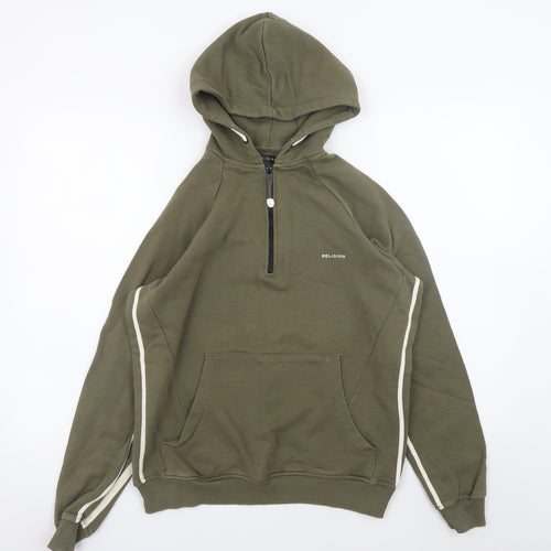 Religion Men’s Green Small Half Zip Hoodie with Logo