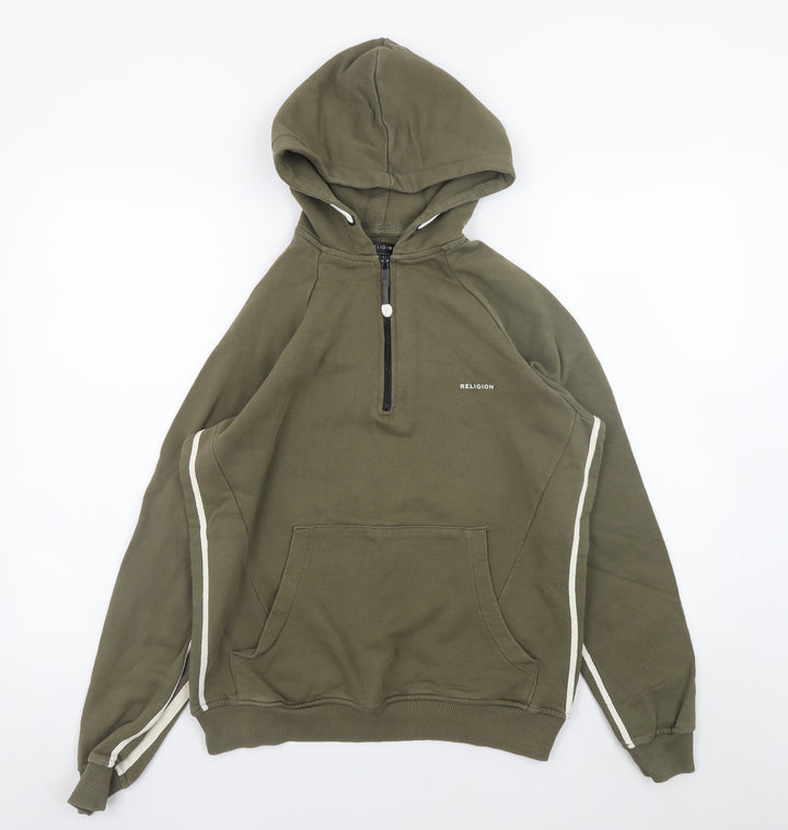 Religion Men’s Green Small Half Zip Hoodie with Logo