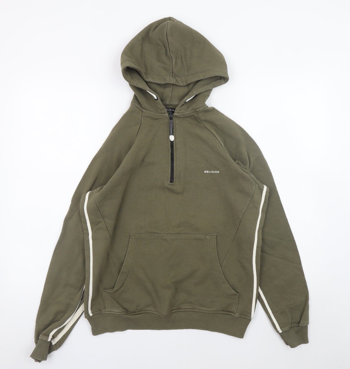 Religion Men’s Green Small Half Zip Hoodie with Logo