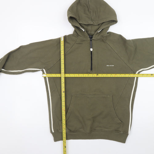Religion Men’s Green Small Half Zip Hoodie with Logo