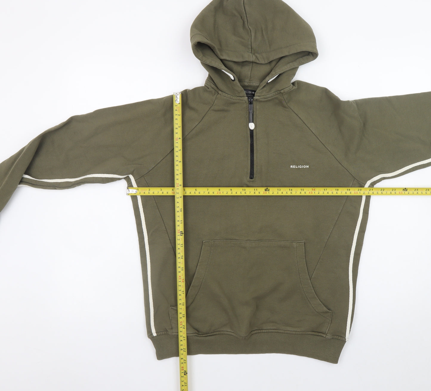 Religion Men’s Green Small Half Zip Hoodie with Logo