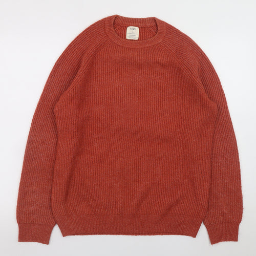 Marks and Spencer Men's Red Ribbed Knit Pullover Jumper Size M