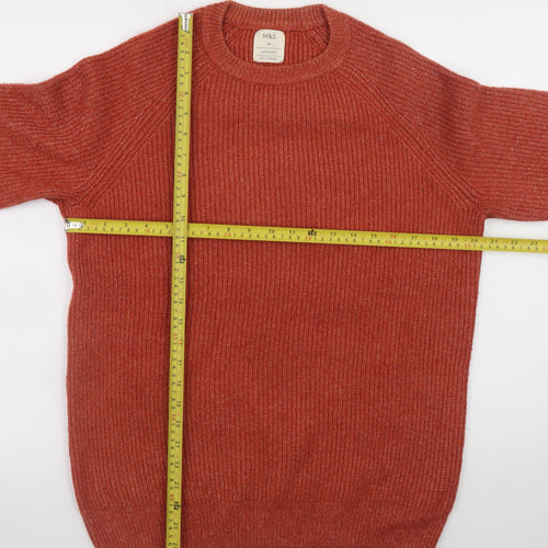 Marks and Spencer Men's Red Ribbed Knit Pullover Jumper Size M