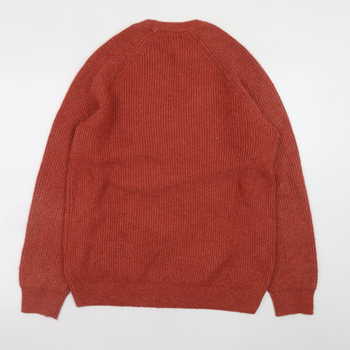 Marks and Spencer Men's Red Ribbed Knit Pullover Jumper Size M