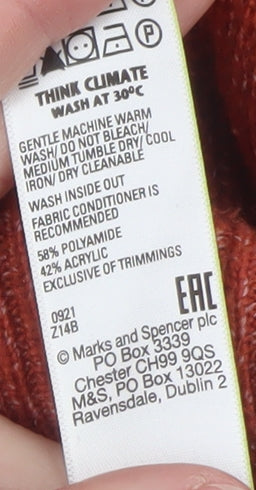 Marks and Spencer Men's Red Ribbed Knit Pullover Jumper Size M