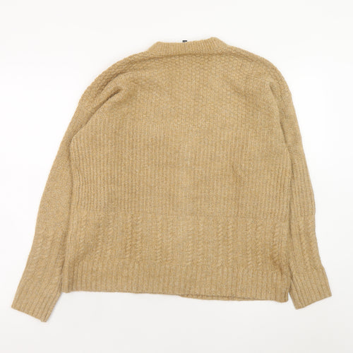 Cabi Women Beige Cable Knit Cardigan Small V-Neck Button Down