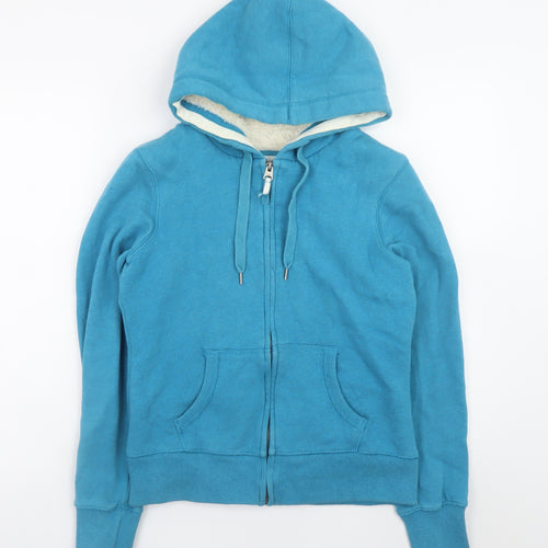 H&M L.O.G.G Women Blue Full Zip Hoodie M Fleece Lined Cotton Casual