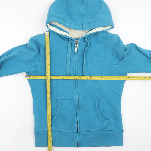 H&M L.O.G.G Women Blue Full Zip Hoodie M Fleece Lined Cotton Casual
