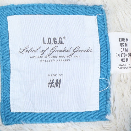 H&M L.O.G.G Women Blue Full Zip Hoodie M Fleece Lined Cotton Casual