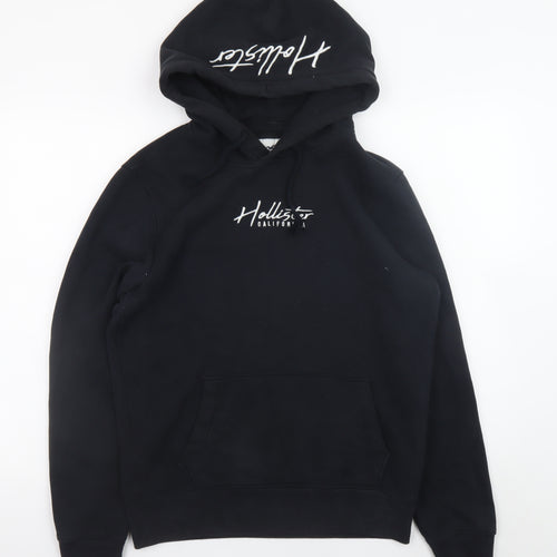 Hollister Men's Black Pullover Hoodie S Fleece Regular Fit Logo