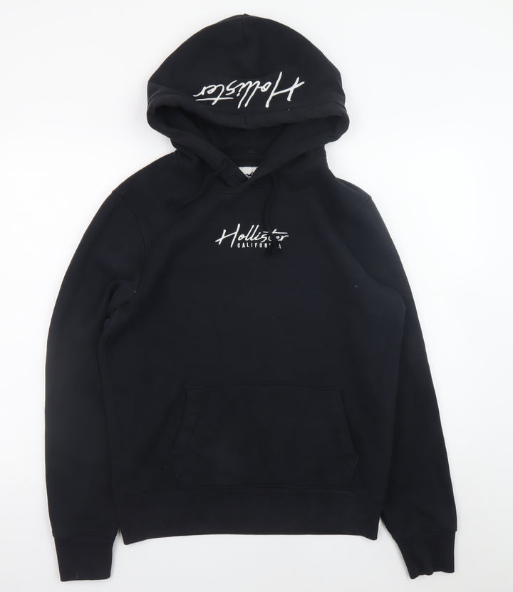 Hollister Men's Black Pullover Hoodie S Fleece Regular Fit Logo