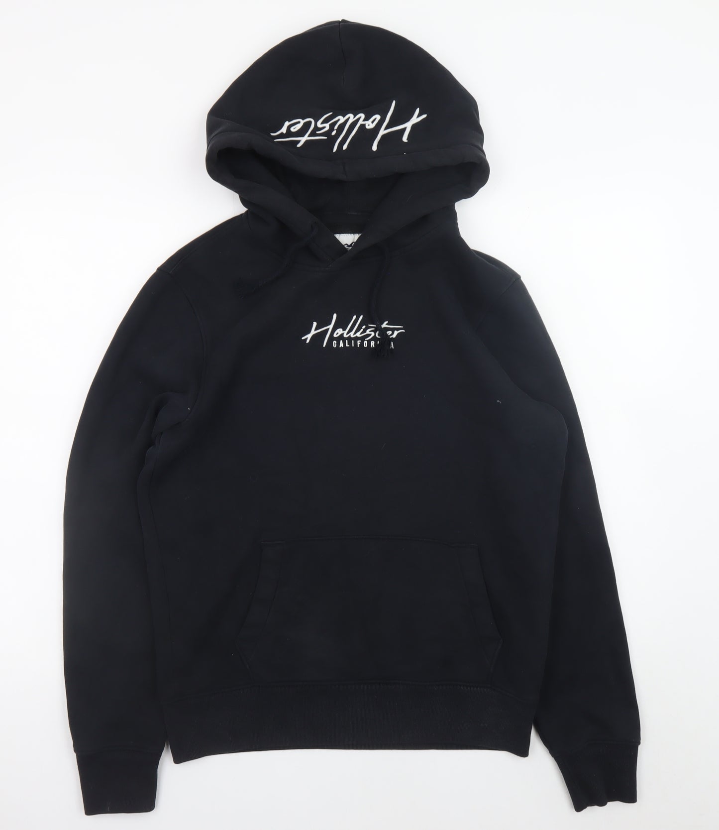 Hollister Men's Black Pullover Hoodie S Fleece Regular Fit Logo