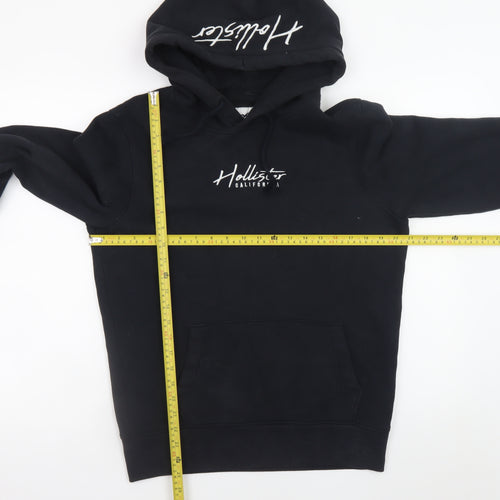 Hollister Men's Black Pullover Hoodie S Fleece Regular Fit Logo