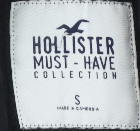 Hollister Men's Black Pullover Hoodie S Fleece Regular Fit Logo