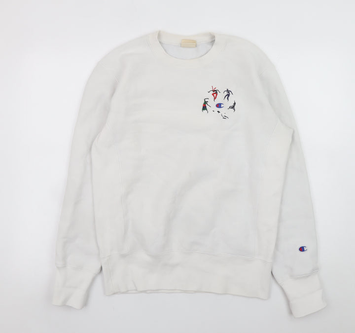 Champion Men's White Reverse Weave Embroidered Sweatshirt Size S