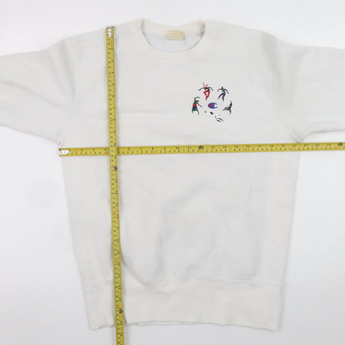 Champion Men's White Reverse Weave Embroidered Sweatshirt Size S