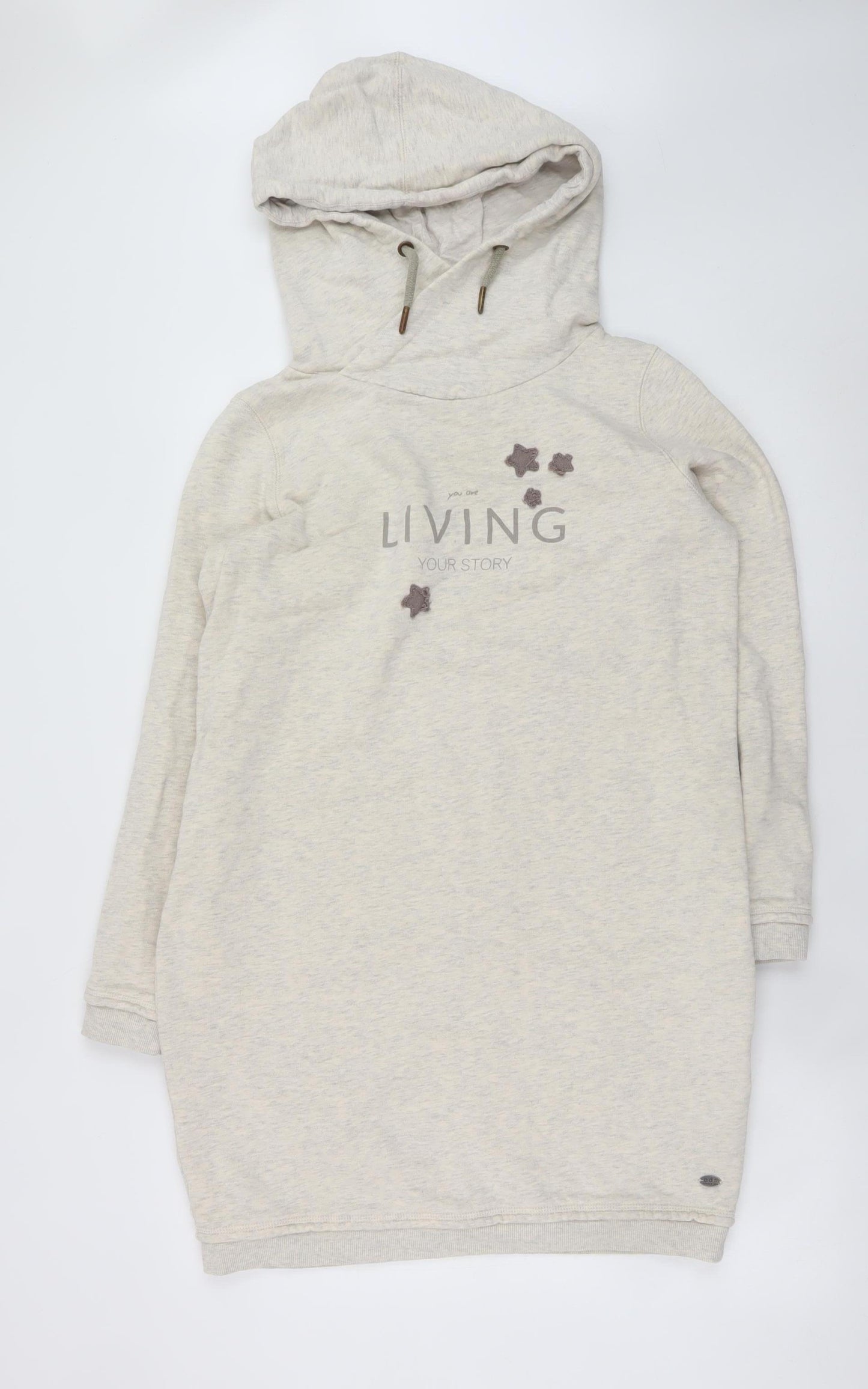 EDC Women Beige XL Hooded Sweatshirt Dress Long Sleeve Casual Jersey