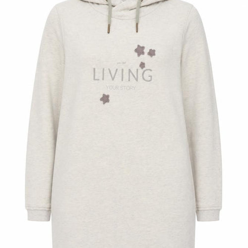 EDC Women Beige XL Hooded Sweatshirt Dress Long Sleeve Casual Jersey